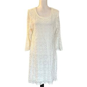 NEW Ronni Nicole Crochet Lace Long Sleeve Cocktail Dress Women’s SZ 16 White